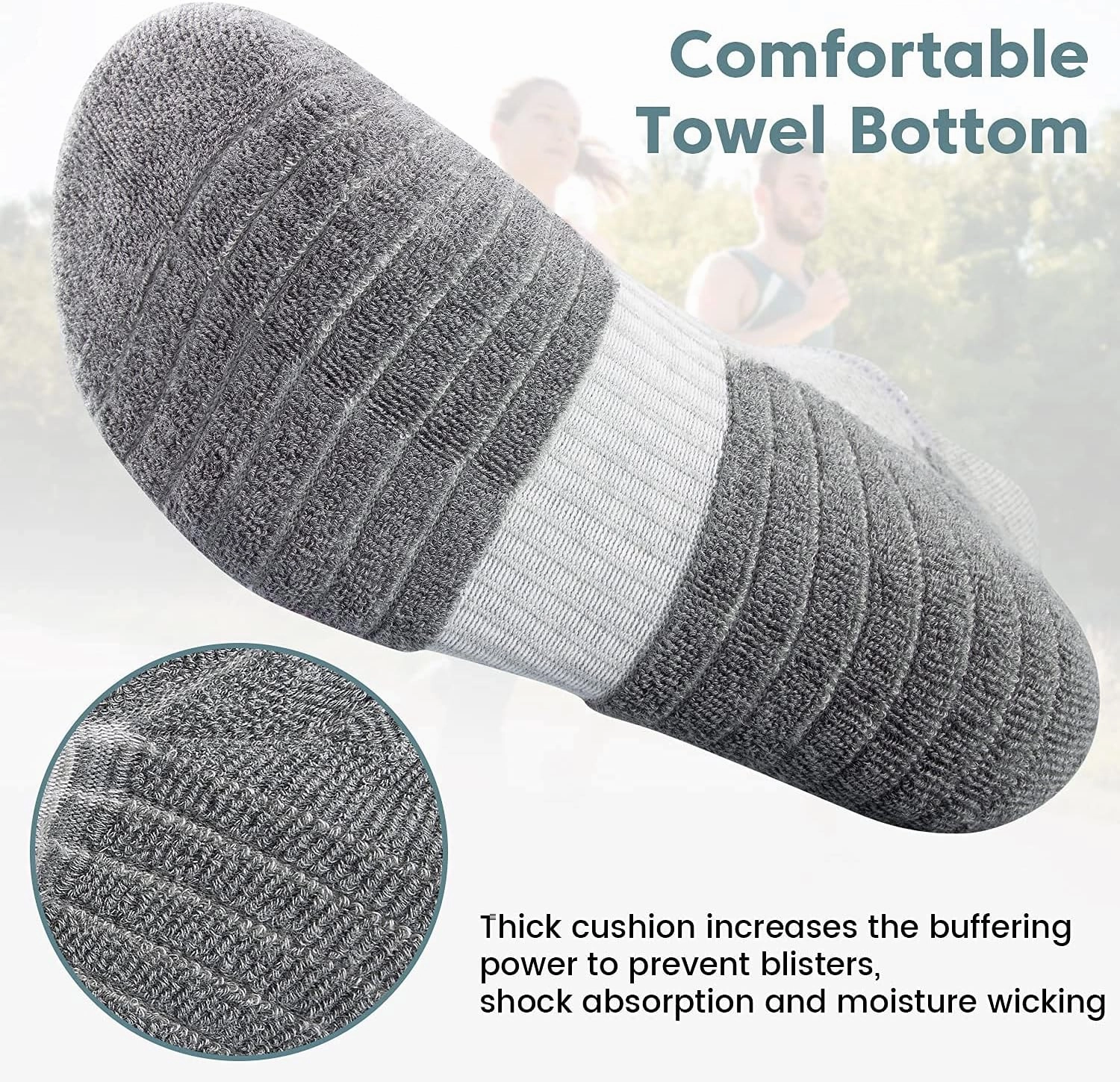 TANSTC Mens Socks,6 Pairs Anti-Blister Cushioned Breathable Cotton Athletic Ankle Running Sports Sock
