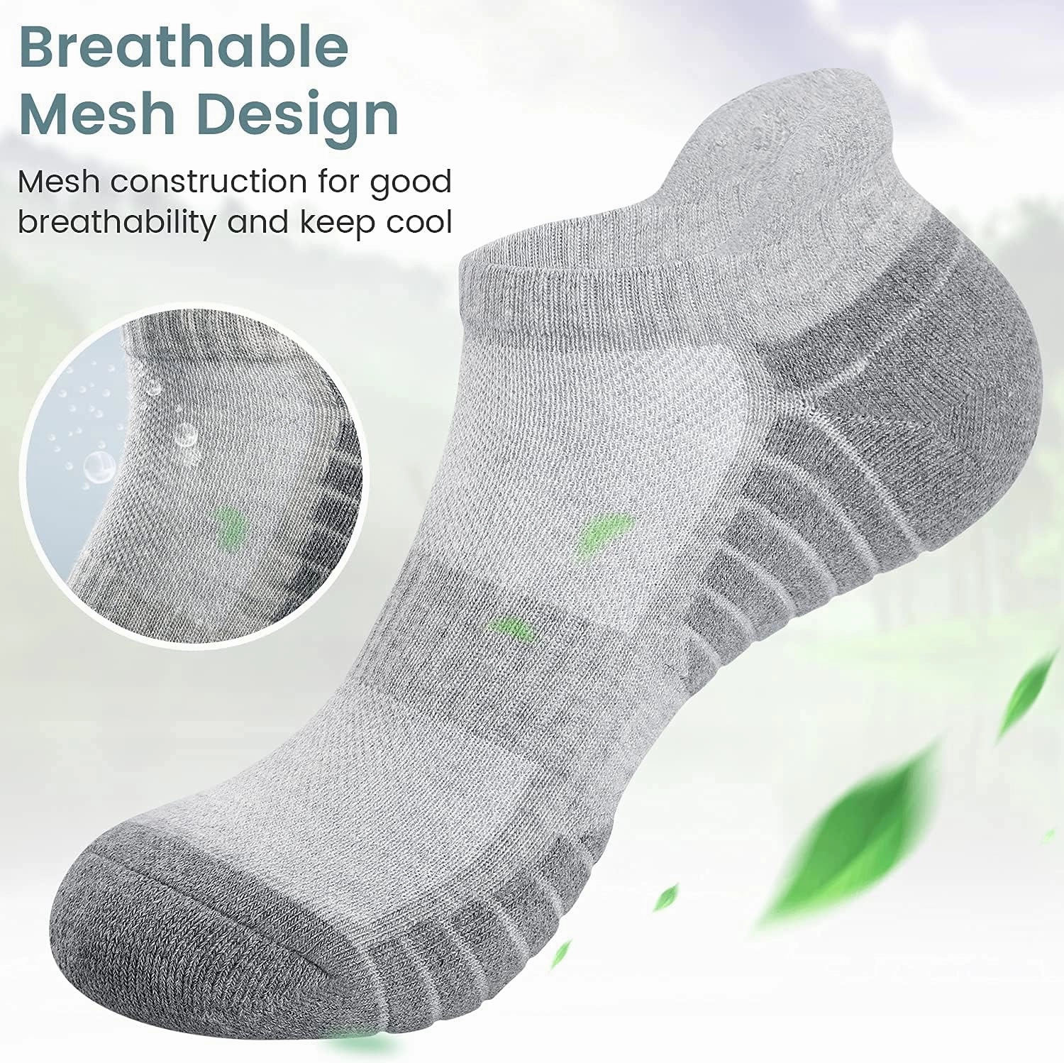 TANSTC Mens Socks,6 Pairs Anti-Blister Cushioned Breathable Cotton Athletic Ankle Running Sports Sock