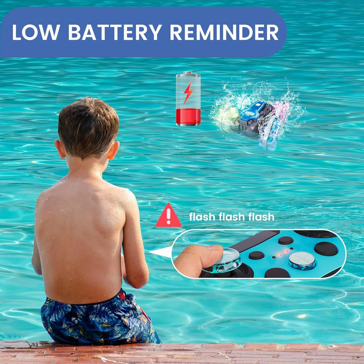 Tecnock Amphibious Remote Control Car Boat, 4WD Gesture RC Car with Waterproof Remote Control, RC Stunt Car with LED Lights, Pool Toys for Kids Ages 8-12, Toys Gifts for Boys Girls
