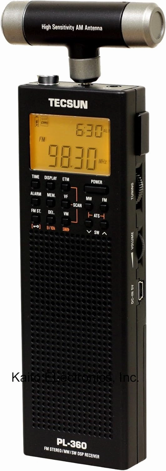 Tecsun PL-360 Digital PLL Portable AM/FM Shortwave Radio with DSP, Black