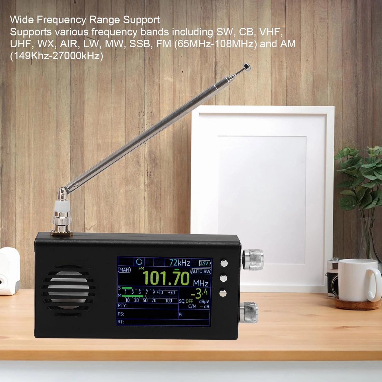 TEF6686 Portable Radio SW, CB, VHF, UHF, WX, AIR, LW, MW, SSB AM Receiver, for Dev Beta, 3.2 Inch LCD Screen, Pocket Retro Mini Radio Rechargeable (Black)