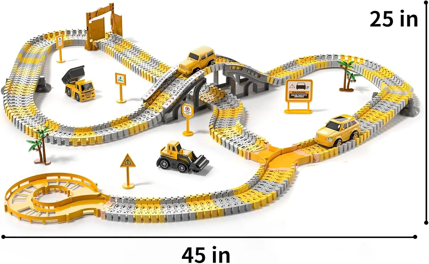 TEMI 236 PCS Construction Toys Race Tracks for 3 4 5 6 Year Old Boys, Flexible Track Playset and 6 PCS Construction Car for Kids Toys, Birthday Gift for Age 3-9 Boys Toddler Girls