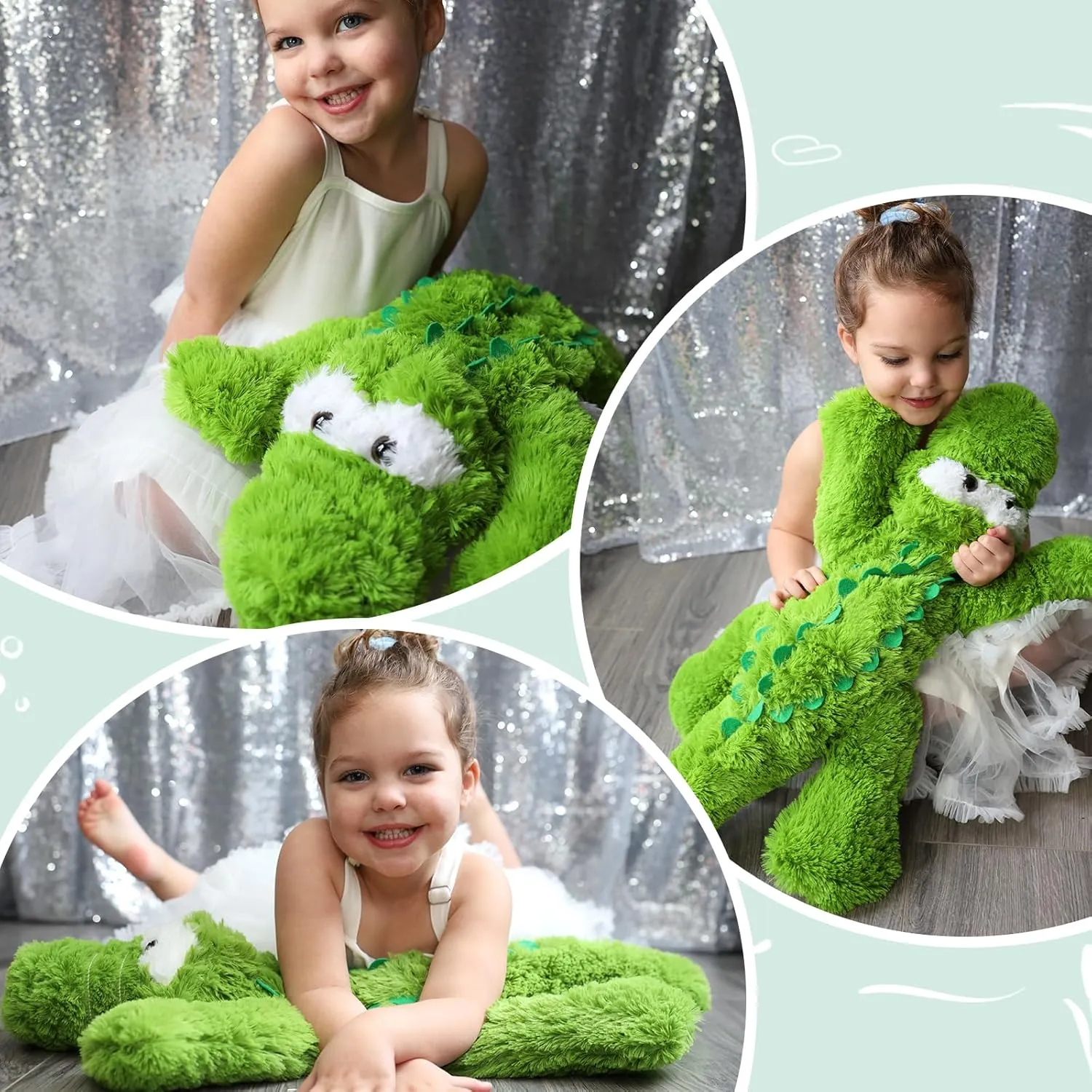 Tezituor Alligator Stuffed Animal, 28 inch Large Stuffed Crocodile Plush Toy, Soft Alligator Plush Pillow for Boys Girls