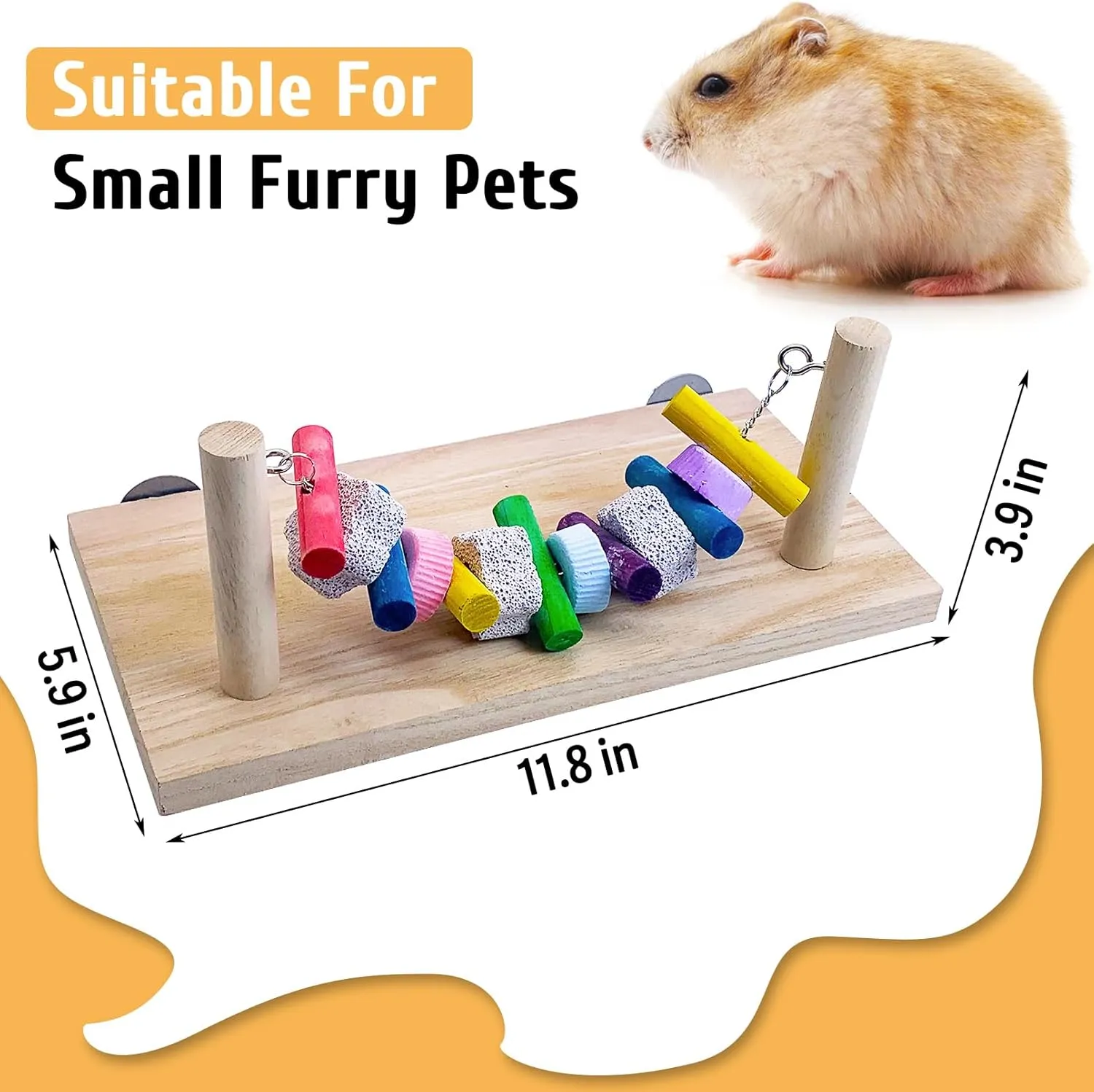 Tfwadmx Chinchilla Ledges Wood, Hamster Chew Toy Wood Platform Grinding Teeth Toys, Hamster Percy Ledges Wooden Standing Platform for Rat Gerbil Guinea Pig Chinchilla Parrot Chipmunk Squirrel Mouse