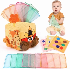 Thanksgiving Baby Toys 6-12 Months Montessori Toys Baby Tissue Box Toy for Babies, Thanksgiving Gift for Boys Girls Autumn Thanksgiving Party Favor Thanksgiving Harvest Gifts