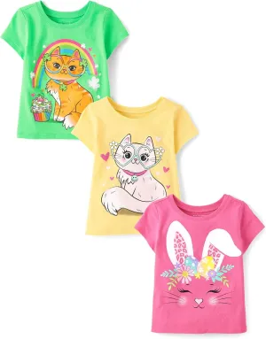 The Children's Place Baby and Toddler Girls' All Holidays Short Sleeve Graphic T-Shirts, Multipack