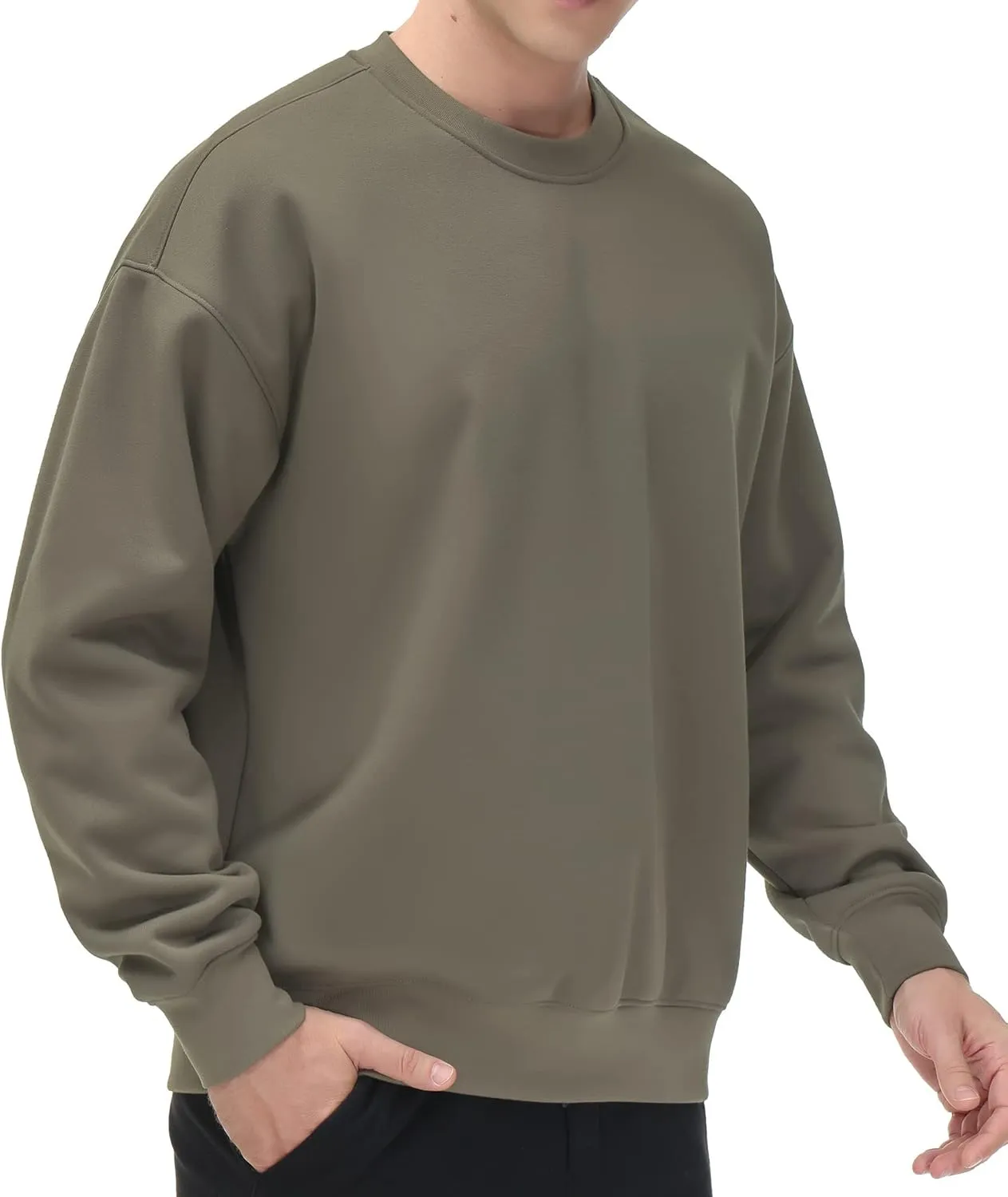 THE GYM PEOPLE Men's Fleece Crewneck Sweatshirt Thick Loose fit Soft Basic Pullover Sweatshirt