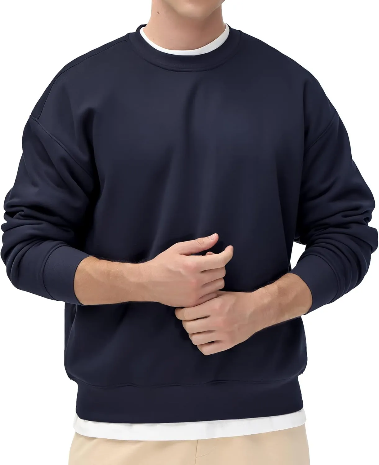 THE GYM PEOPLE Men's Fleece Crewneck Sweatshirt Thick Loose fit Soft Basic Pullover Sweatshirt