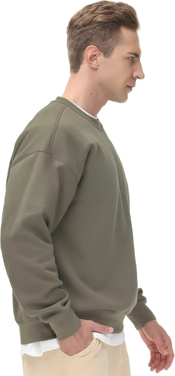 THE GYM PEOPLE Men's Fleece Crewneck Sweatshirt Thick Loose fit Soft Basic Pullover Sweatshirt