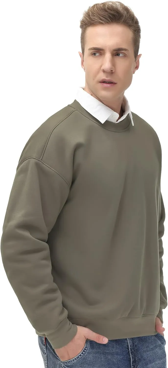 THE GYM PEOPLE Men's Fleece Crewneck Sweatshirt Thick Loose fit Soft Basic Pullover Sweatshirt