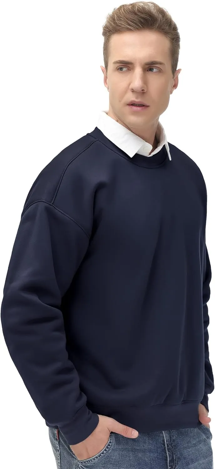 THE GYM PEOPLE Men's Fleece Crewneck Sweatshirt Thick Loose fit Soft Basic Pullover Sweatshirt
