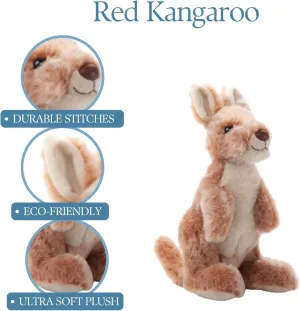 The Petting Zoo Red Kangaroo Plushie Stuffed Animal, Gifts for Kids, Wild Onez Wildlife Animals, Kangaroo Plush Toy 9 inches