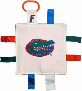 The Learning Lovey University of Florida Gators Baby Tag Toy - College Baby Sensory Crinkle Toys - Soft & Safe - Ideal Baby Stroller Toy - BPA Free w/Stroller Clip (8" x 8" Tag Toy)