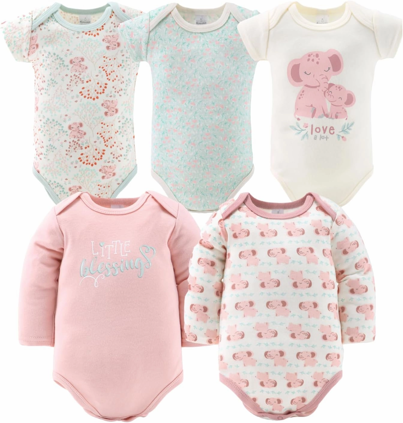 The Peanutshell Baby Layette Gift Set for Girls - 30 Piece New Born Girl Gift Set, Baby Clothes, 0-9 Months - Floral Elephant