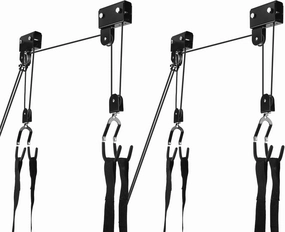 Therwen 2 Pack Kayak Hoist Lift Systems with 165 lb for Kayaks Canoes Surfboards Bikes Ladders Garage Storage Canoe Lift Pulley System Capacity Ceiling Mount Hoists