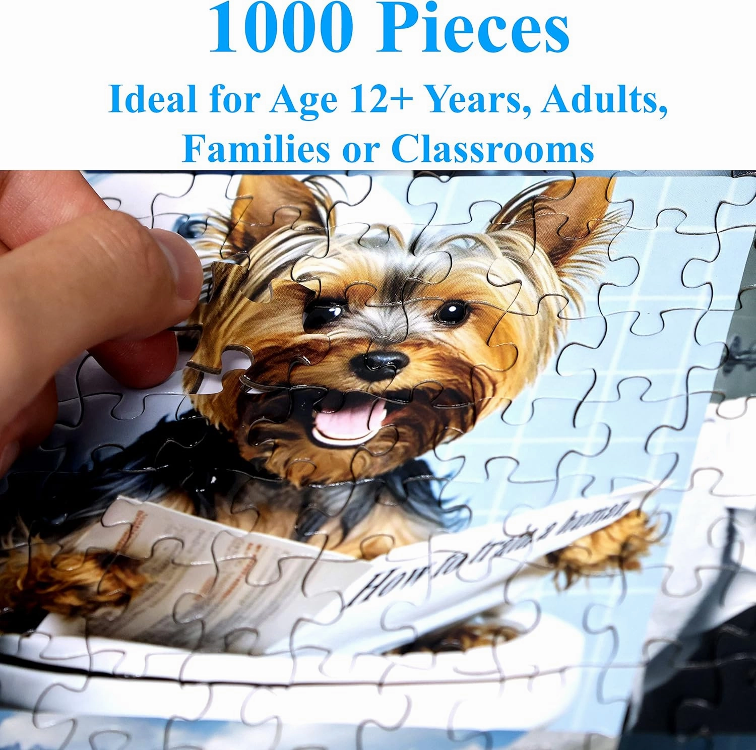 Think2Master Pooping Dogs & Puppies 1000 Pieces Jigsaw Puzzle. Pooping Puppies, Funny Bathroom Decoration, Gag Gift. Fun Toy Teens, Adults, Seniors & Families. Great for Kids 13  Size: 26.8” x 18.9”