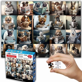 Think2Master Pooping Dogs & Puppies 1000 Pieces Jigsaw Puzzle. Pooping Puppies, Funny Bathroom Decoration, Gag Gift. Fun Toy Teens, Adults, Seniors & Families. Great for Kids 13  Size: 26.8” x 18.9”