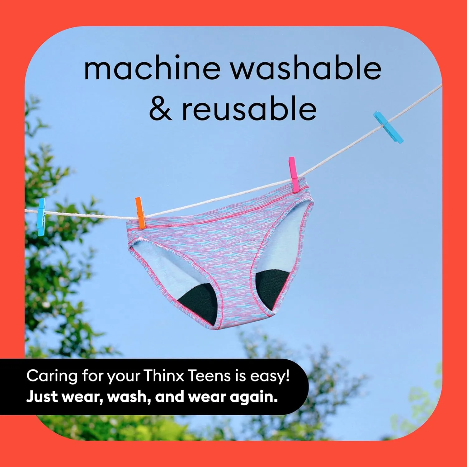 Thinx Teens Period Underwear, Brief-Style Period Panties for Teens, Holds Up to Regular 12 Tampons*, FSA HSA Approved