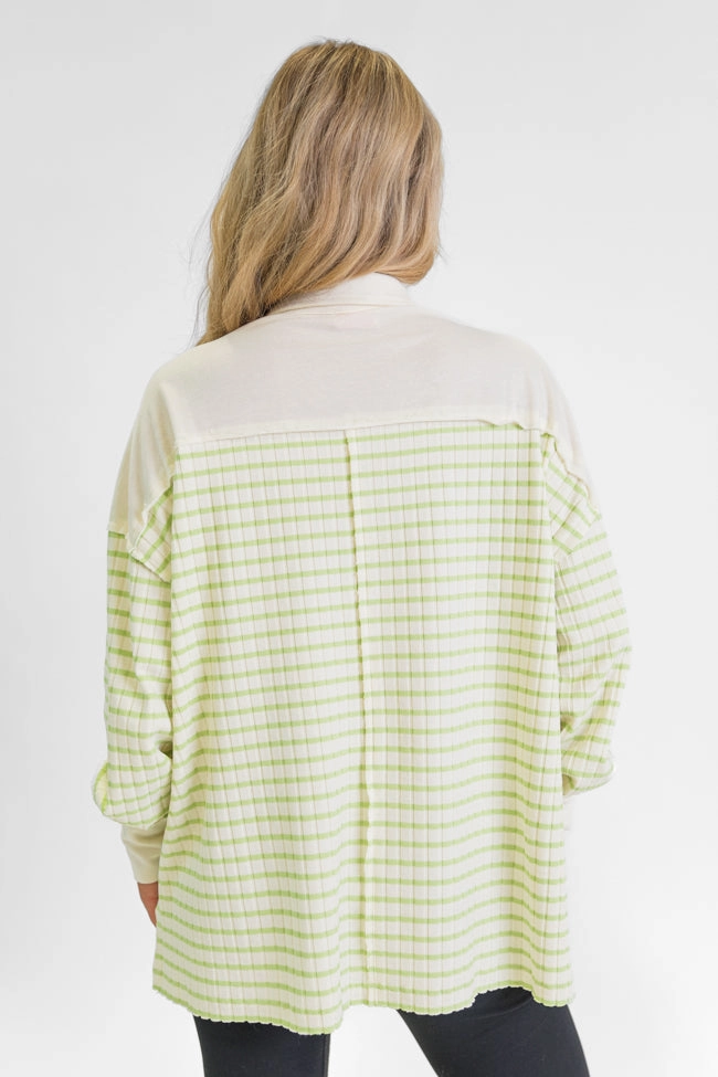This Is The Life Lime Striped Collared Henley Oversized Knit Top FINAL SALE