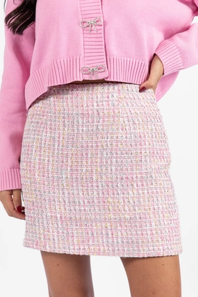 This Time Pink Multi Tweed Skort FINAL SALE