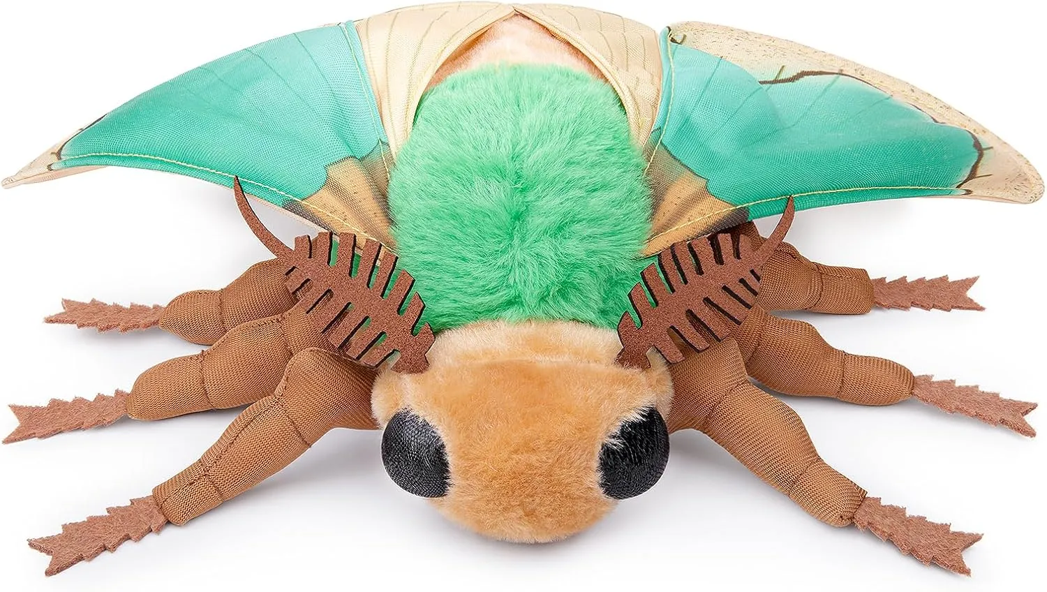 Thorn Moth Plush Simulation Toy, Cute Green Stinging Moth Toy, Soft Plush Animal Silkworm Moth Toy Collection, Flying Animal Holiday Decorate for Boys and Girls 11in