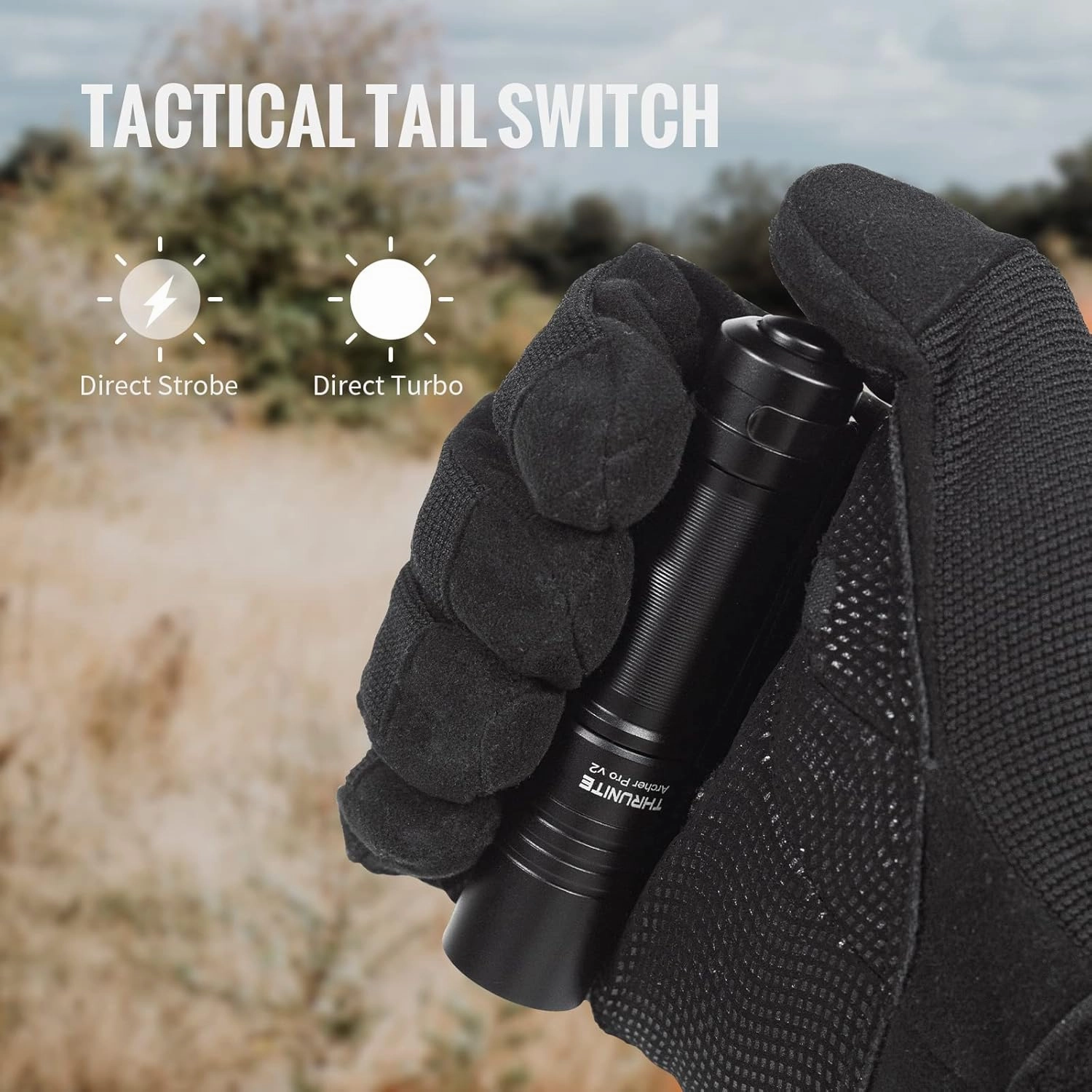 ThruNite Archer Pro V2 Small Pocket Flashlight Max 187 Meters EDC Handheld Mini Flashlights USB-C Rechargeable Penlight, Black Neutral White