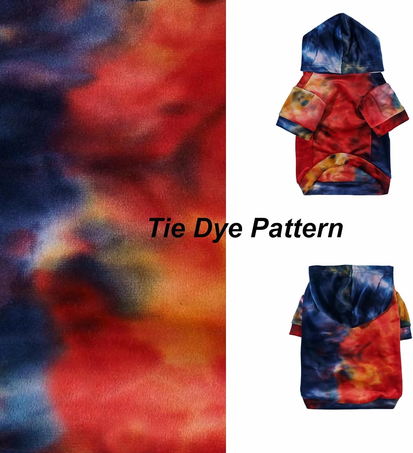 Tie Dye Dog Hoodie Puppy Sweater Sweatshirt, Cold Weather Coat Pet Clothes for Dog Cat