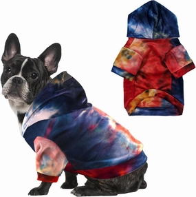 Tie Dye Dog Hoodie Puppy Sweater Sweatshirt, Cold Weather Coat Pet Clothes for Dog Cat