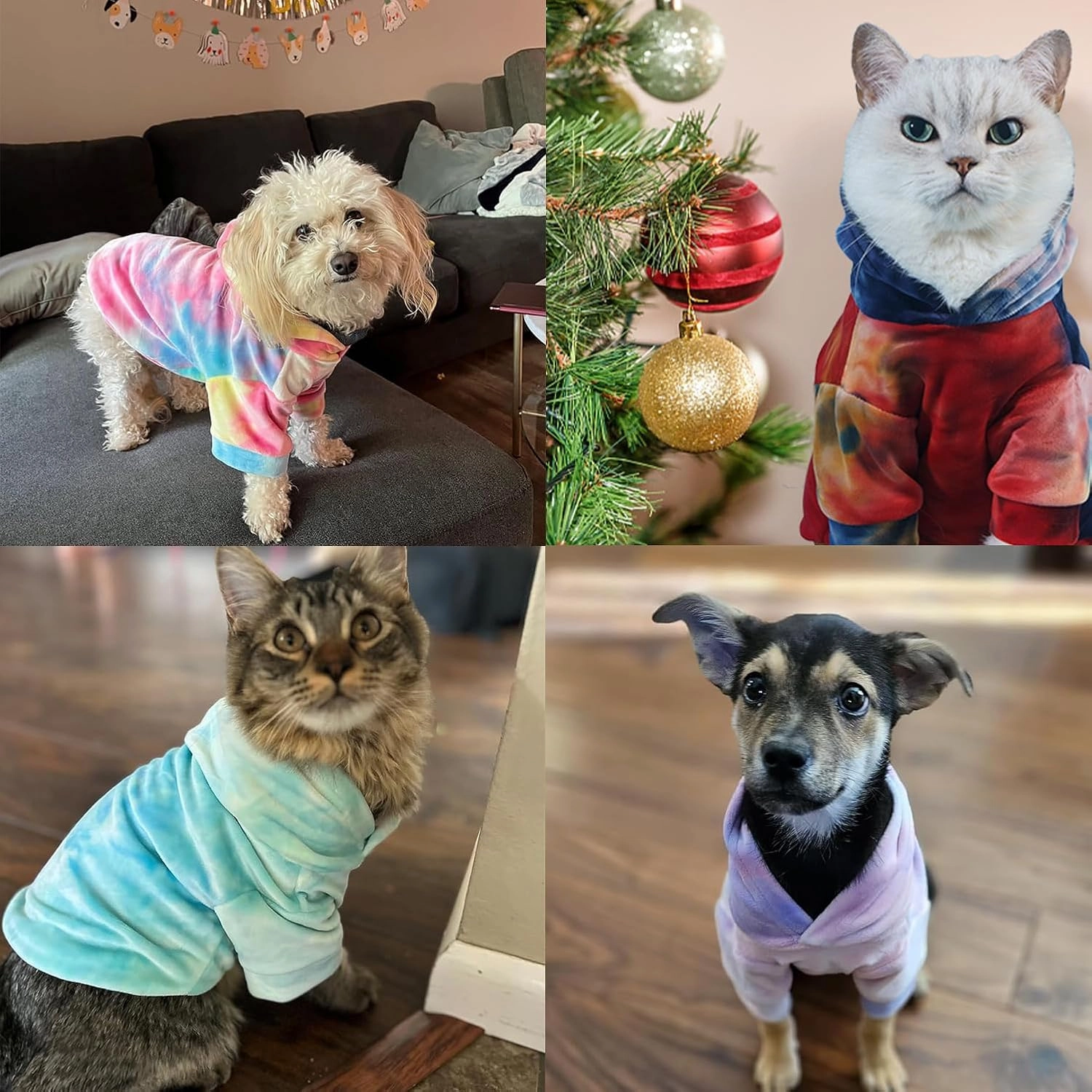 Tie Dye Dog Hoodie Puppy Sweater Sweatshirt, Cold Weather Coat Pet Clothes for Dog Cat