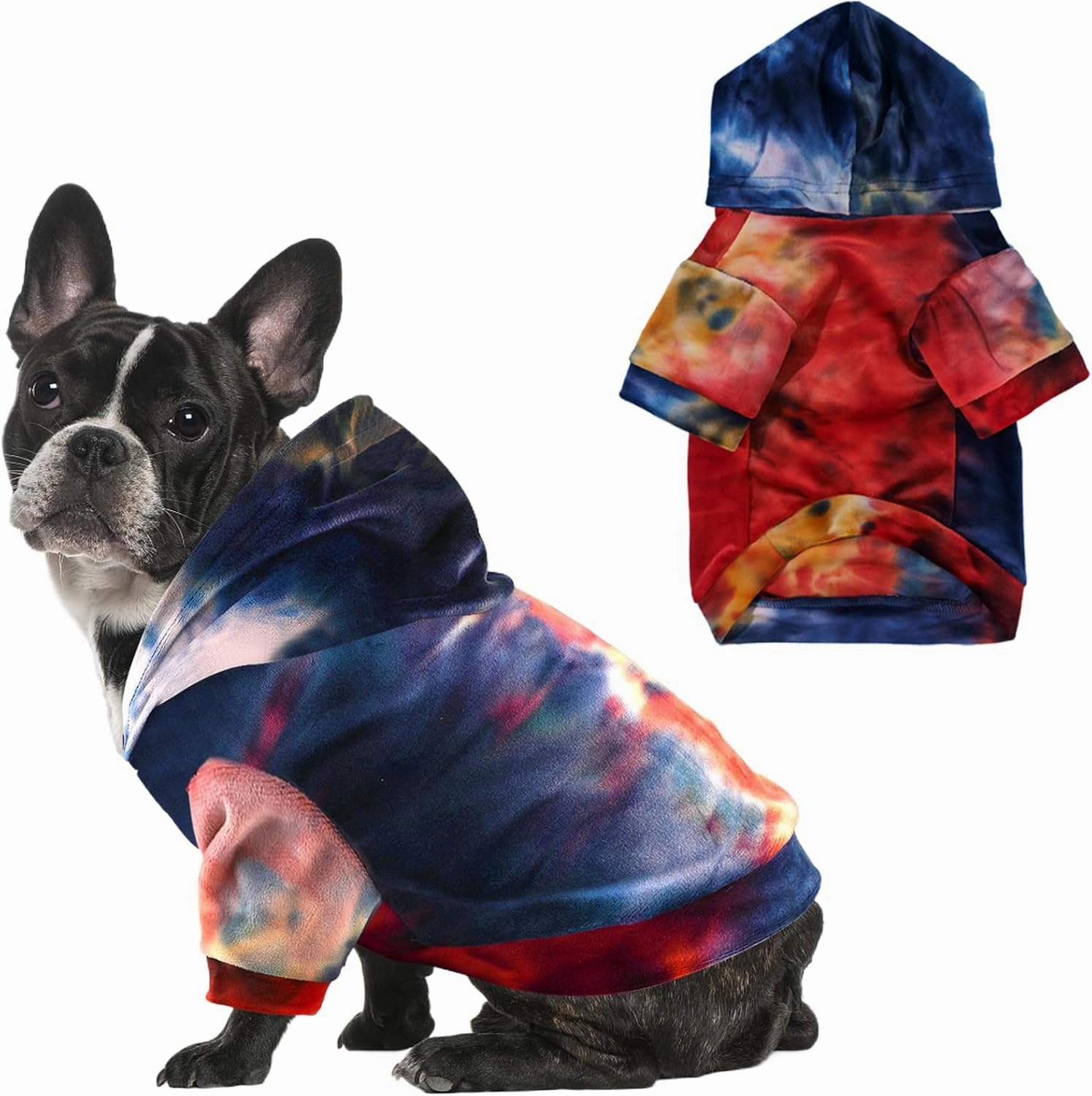 Tie Dye Dog Hoodie Puppy Sweater Sweatshirt, Cold Weather Coat Pet Clothes for Dog Cat