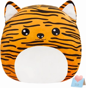 Tiger Pillow Stuffed Animal Super Soft Pillow Plush Toy Decors Birthday Valentines Gift for Kids Grandson Daughter Son Tiger Plush，15”