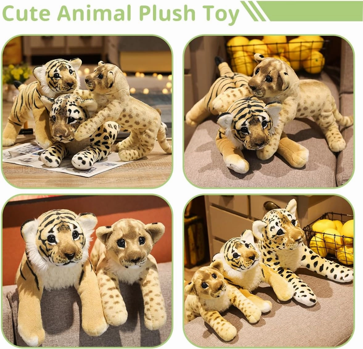 Tiger Stuffed Animals, 19" Large Stuffed Tiger Animal Plush Toys Safari Cute Realistic Tiger Plush Soft Pillow Jungle Birthday for Kids