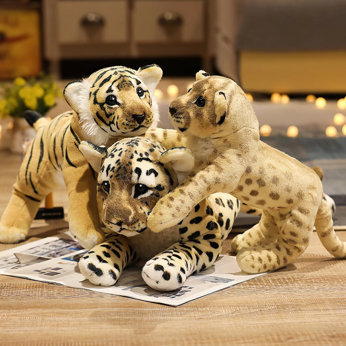 Tiger Stuffed Animals, 19" Large Stuffed Tiger Animal Plush Toys Safari Cute Realistic Tiger Plush Soft Pillow Jungle Birthday for Kids