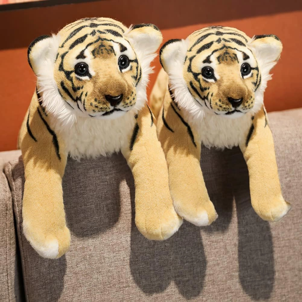 Tiger Stuffed Animals, 19" Large Stuffed Tiger Animal Plush Toys Safari Cute Realistic Tiger Plush Soft Pillow Jungle Birthday for Kids