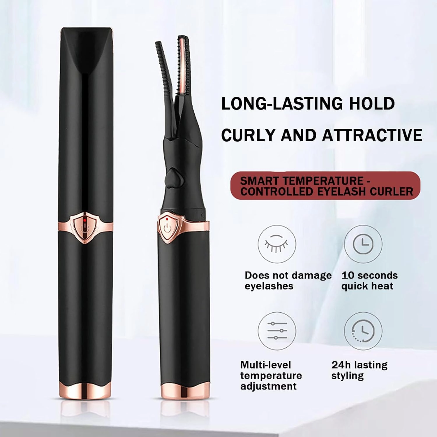 Tinkerblush Heated Eyelash Curler, Tint Heated Eyelash Curler, Tink Heated Eyelash Curler Clip by Tinkerblush, Lashlux Pro Heated Eyelash Curler, Charging Electric Eyelash Curler (Black)