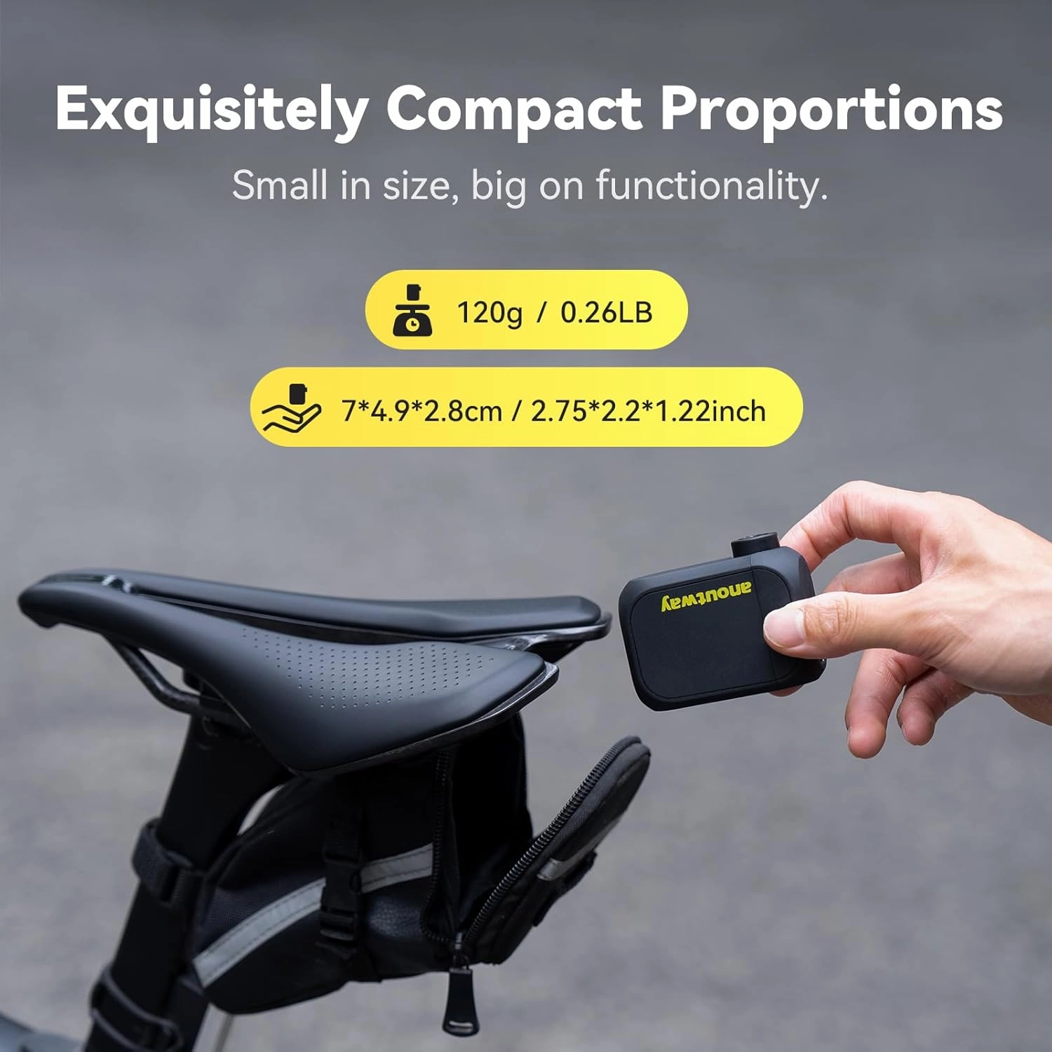 Tiny Pump Rechargeable Electric Bicycle Air Pump, Max 120 PSI, Mini Bike Tire Pump Auto Stop, with Presta and Schrader Valve