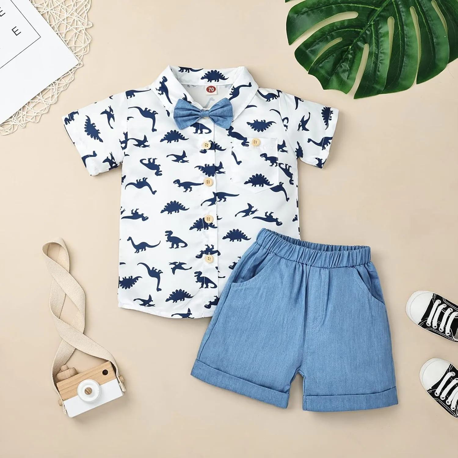 Toddler Baby Boy Clothes Summer Shorts Sets Short Sleeve Dinosaurs Shirt Top   Shorts Set Outfits Set 12 Months-4T