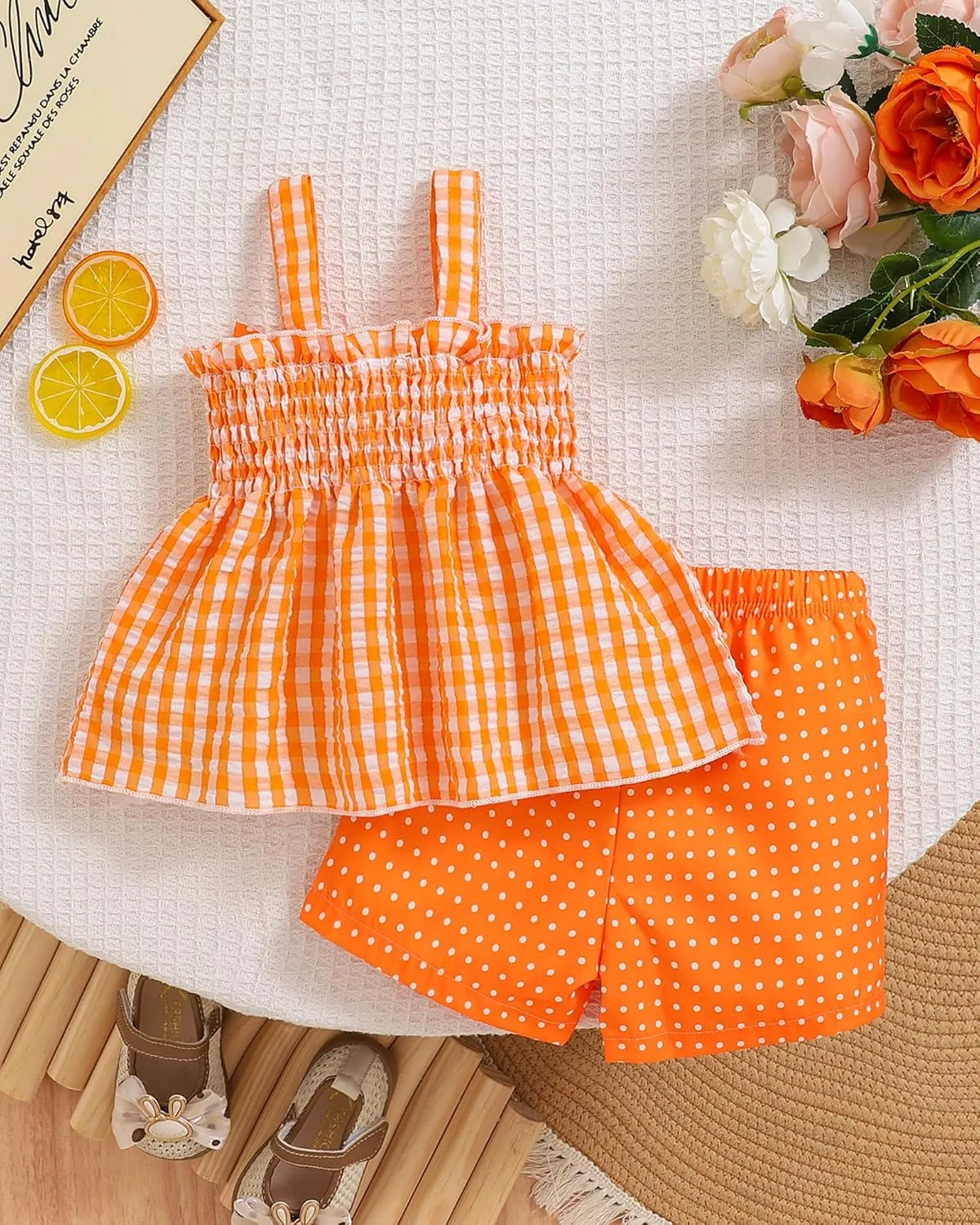 Toddler Girl Clothes Baby Girl Summer Outfits Ruffle Sleeveless Shirts Linen Tops Shorts Set for Girl Clothing