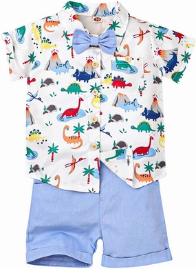 Toddler Baby Boy Clothes Summer Shorts Sets Short Sleeve Dinosaurs Shirt Top   Shorts Set Outfits Set 12 Months-4T