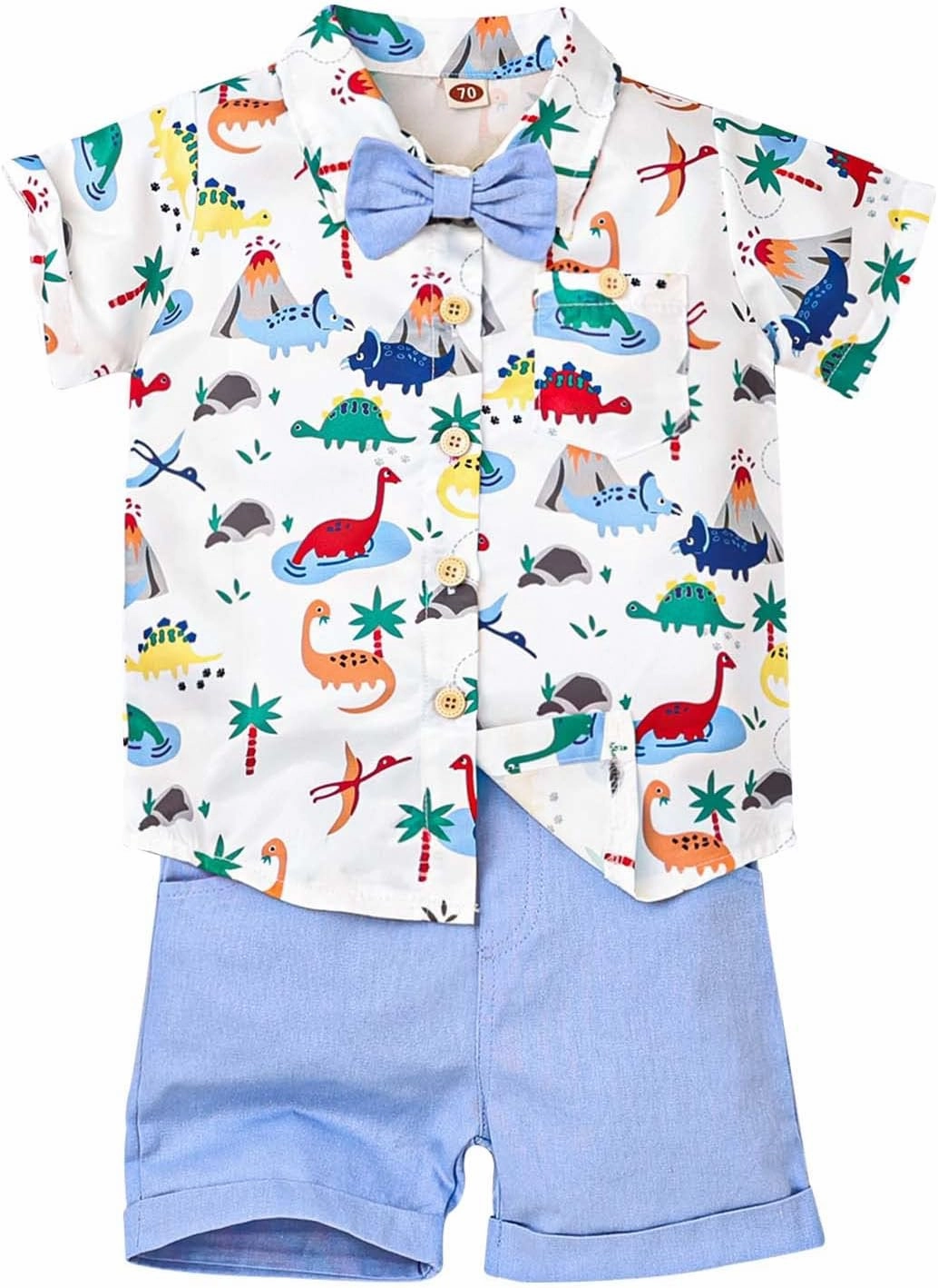 Toddler Baby Boy Clothes Summer Shorts Sets Short Sleeve Dinosaurs Shirt Top   Shorts Set Outfits Set 12 Months-4T
