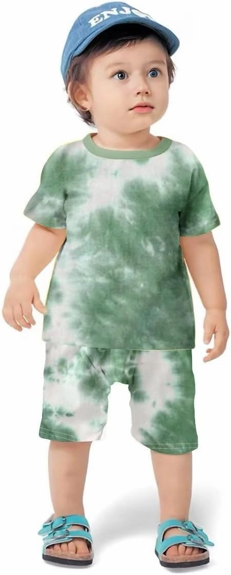 Toddler Baby Boy Summer Outfits Clothes Tie Dye Shirt and Short Set for Boys 4-Piece