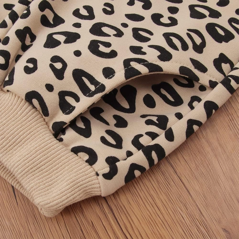 Toddler Baby Girl Leopard Fall Clothes Long Sleeve Pullover Crew Neck Top Sweatshirt Pants Casual Winter Outfits