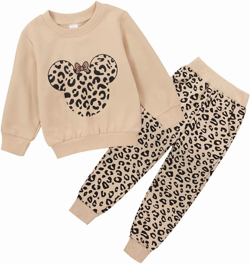 Toddler Baby Girl Leopard Fall Clothes Long Sleeve Pullover Crew Neck Top Sweatshirt Pants Casual Winter Outfits