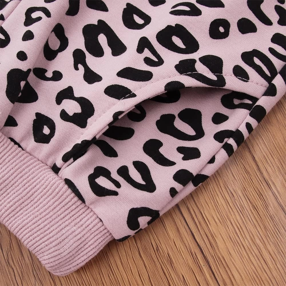 Toddler Baby Girl Leopard Fall Clothes Long Sleeve Pullover Crew Neck Top Sweatshirt Pants Casual Winter Outfits