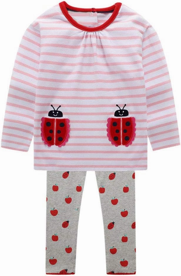 Toddler Baby Girls Clothing Set Cute Print Long Sleeve T Shirt and Pants 2pcs Outfits