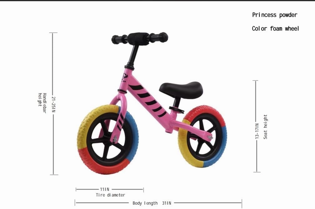 Toddler Balance Bike, Pedal-Less Child Balance Bike with Adjustable seat and Handlebars, Toddler Riding Toy from 18 Months to 5 Years Old, Pedal-Less Bike, Colorful EVA Foam Tires., pink