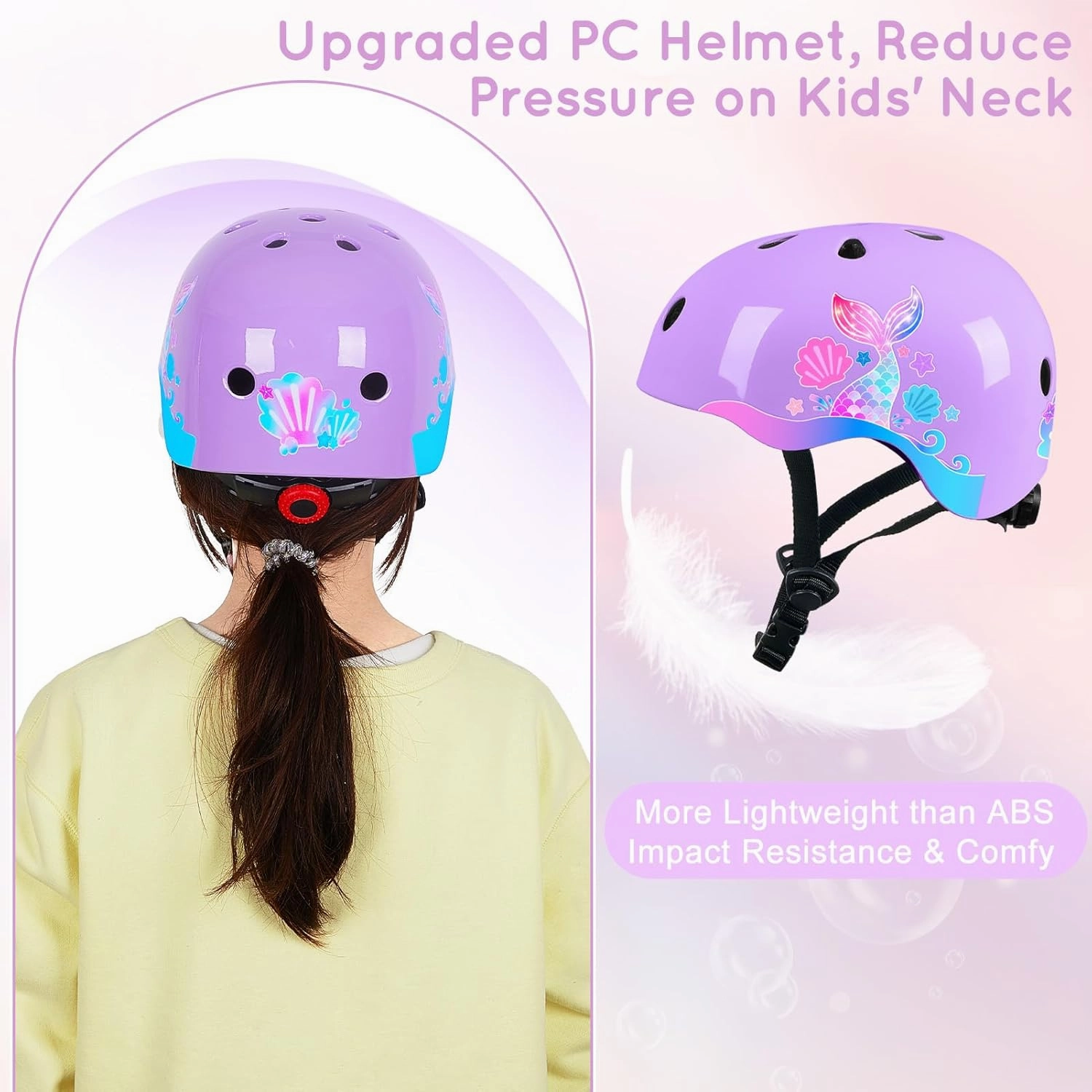 Toddler Bike Helmet Kids Helmet Knee Pads and Elbow Pads Set Adjustable Protective Gear Set with DIY Stickers for Girls Age 3-5-8 Years