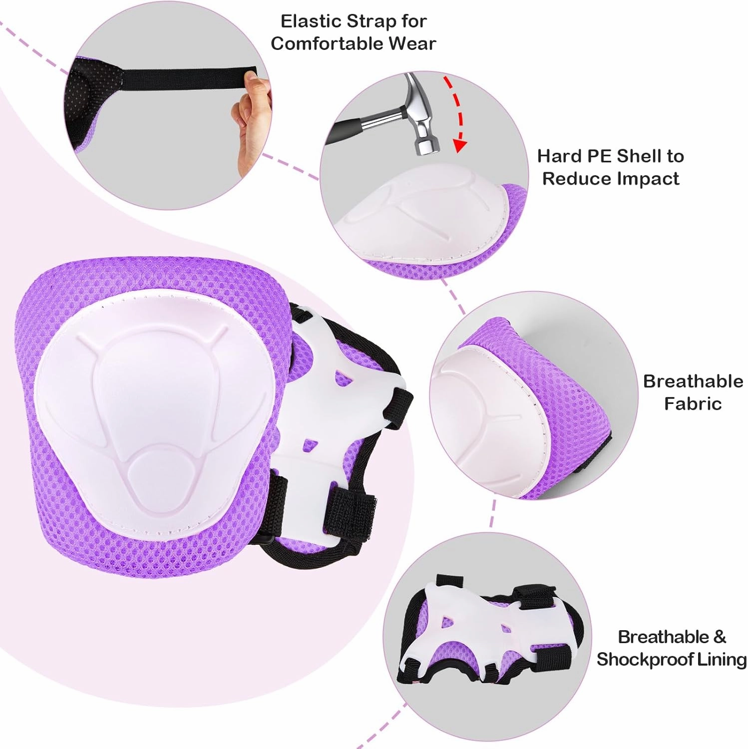 Toddler Bike Helmet Kids Helmet Knee Pads and Elbow Pads Set Adjustable Protective Gear Set with DIY Stickers for Girls Age 3-5-8 Years
