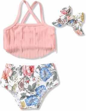 Toddler Infant Baby Girls Swimsuit Tassels Bikini Two Pieces Bathing Suit Summer Beach Outfits Set