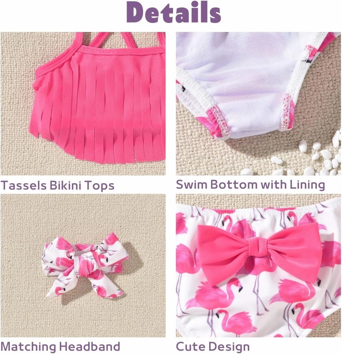 Toddler Infant Baby Girls Swimsuit Tassels Bikini Two Pieces Bathing Suit Summer Beach Outfits Set